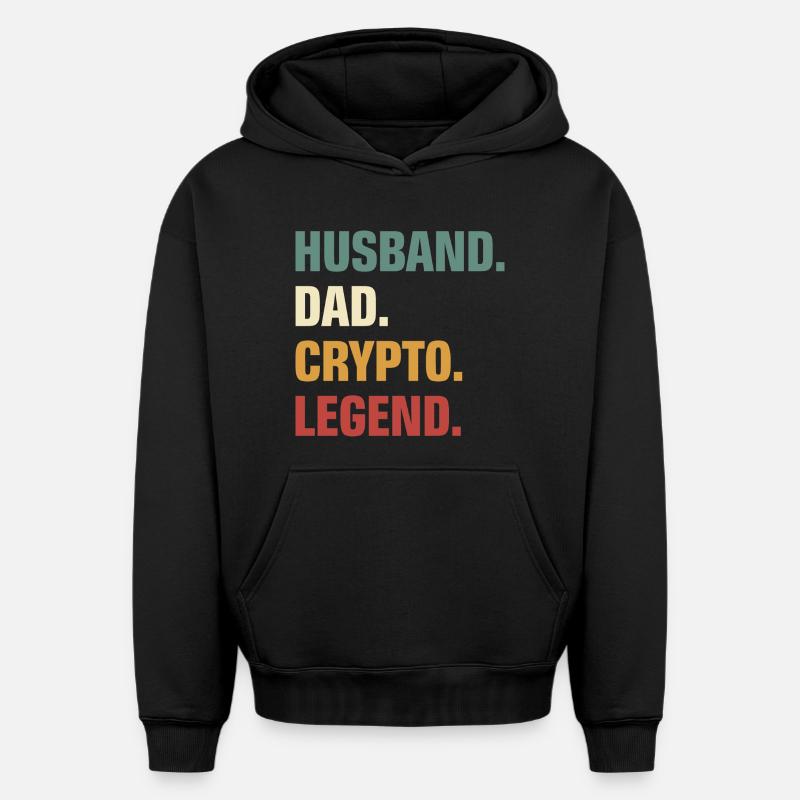Crypto Papa - Sweat à capuche unisexe oversize épais SPREAD - noir