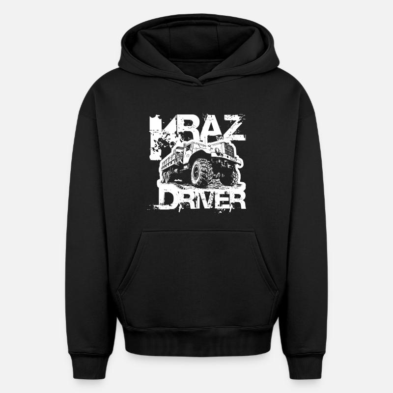 Pilote Kraz - Sweat à capuche unisexe oversize épais SPREAD - noir