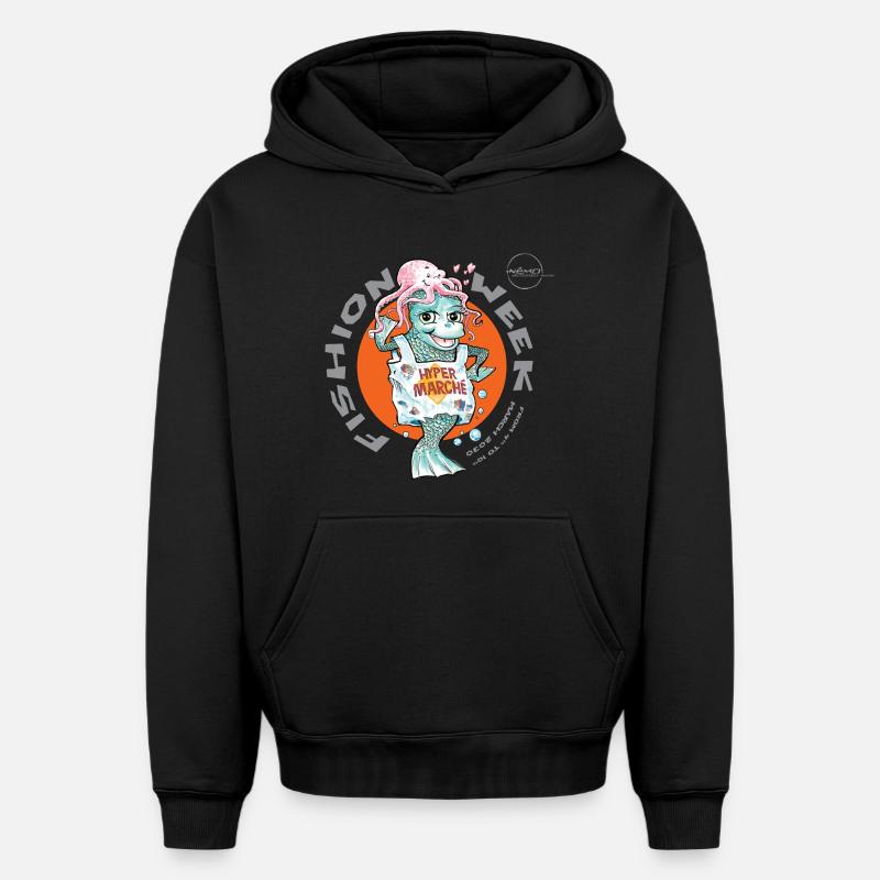 Fishion Week von . Nemo - Oversized Heavyweight Unisex Hoodie - Schwarz