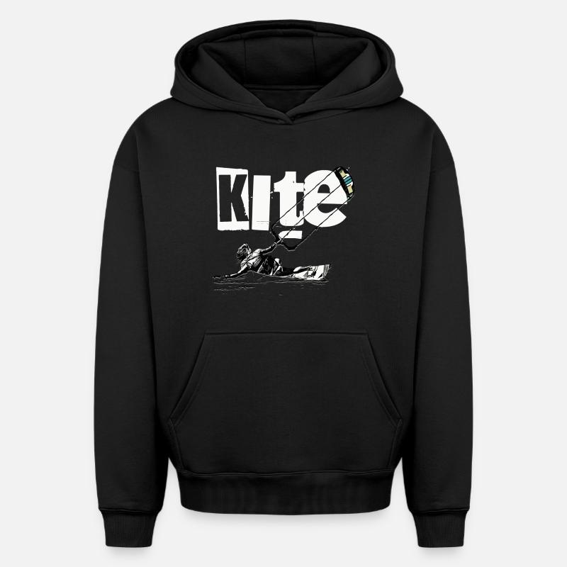 Cerf-volant - Sweat à capuche unisexe oversize épais SPREAD - noir