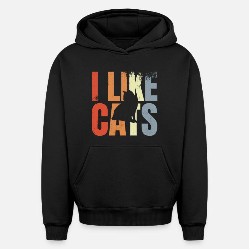 Amoureux des chats - Sweat à capuche unisexe oversize épais SPREAD - noir