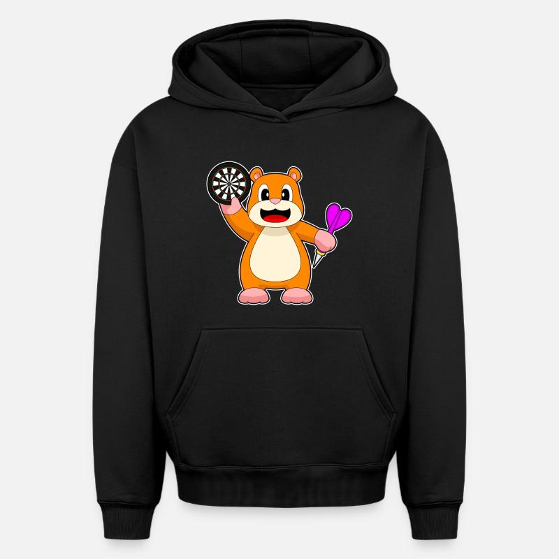 Cible de fléchettes de hamster - Sweat à capuche unisexe oversize épais SPREAD - noir