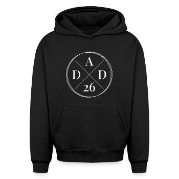 Papa 26 Bébé Papa Cadeau Fête des Pères Papa 2026 - Sweat à capuche unisexe oversize épais SPREAD - noir - Devant - AI Model Female 172 light (172cm) & AI Model Male 185 light (185cm)