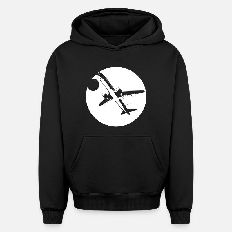 Dessin d’aviateur - Sweat à capuche unisexe oversize épais SPREAD - noir