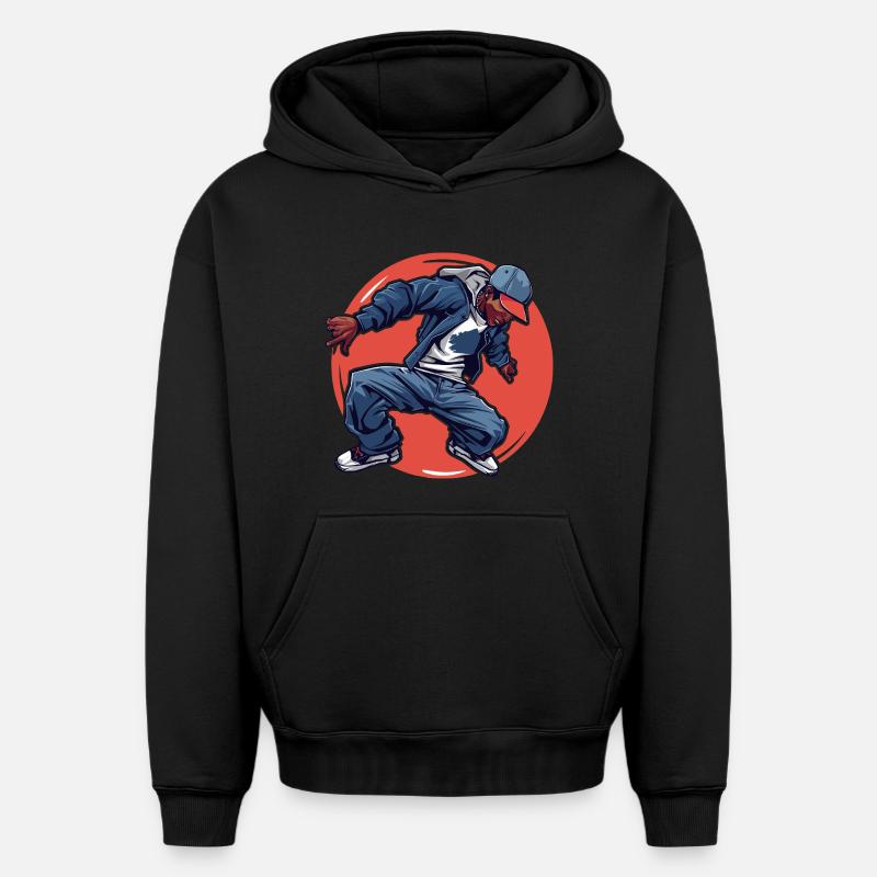 Breakdance - Sweat à capuche unisexe oversize épais SPREAD - noir