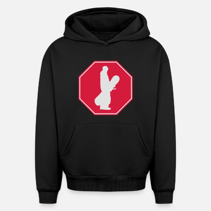 Logo de snowboard - Sweat à capuche unisexe oversize épais SPREAD - noir