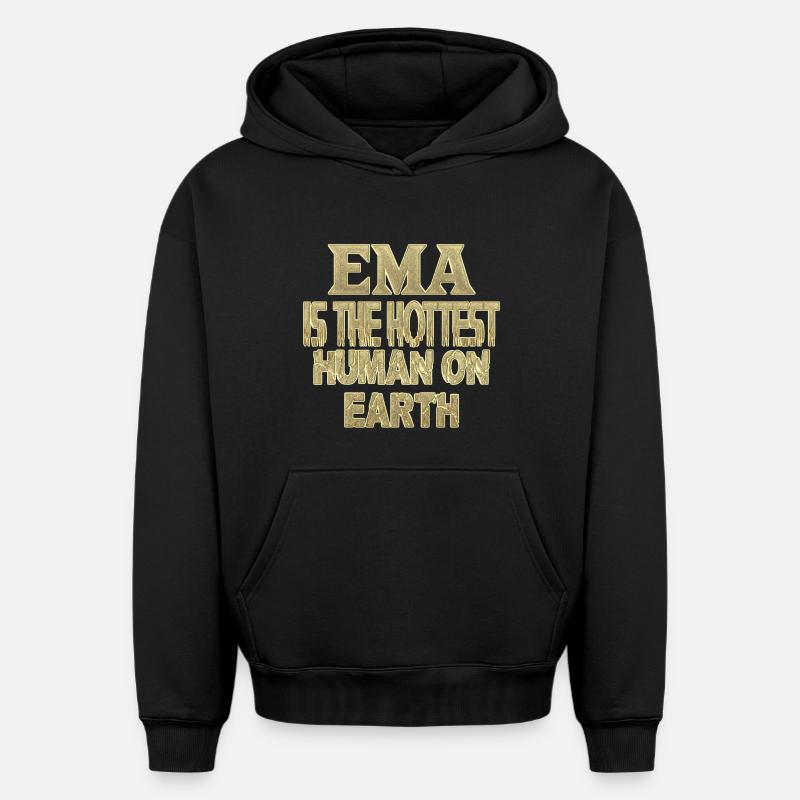 Ema - Sweat à capuche unisexe oversize épais SPREAD - noir