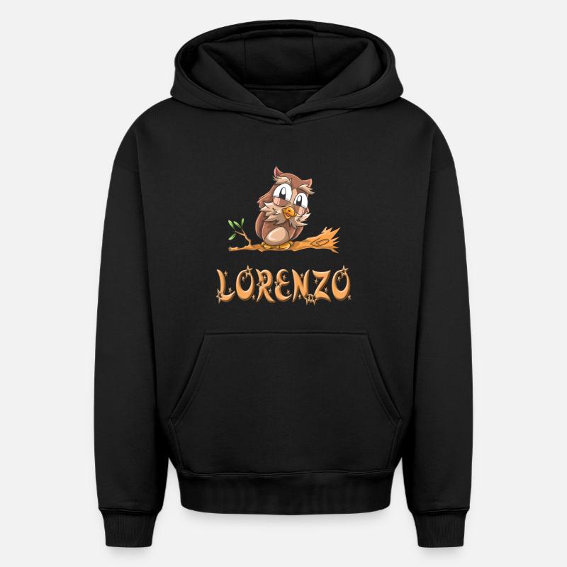 Owl Lorenzo - Sweat à capuche unisexe oversize épais SPREAD - noir