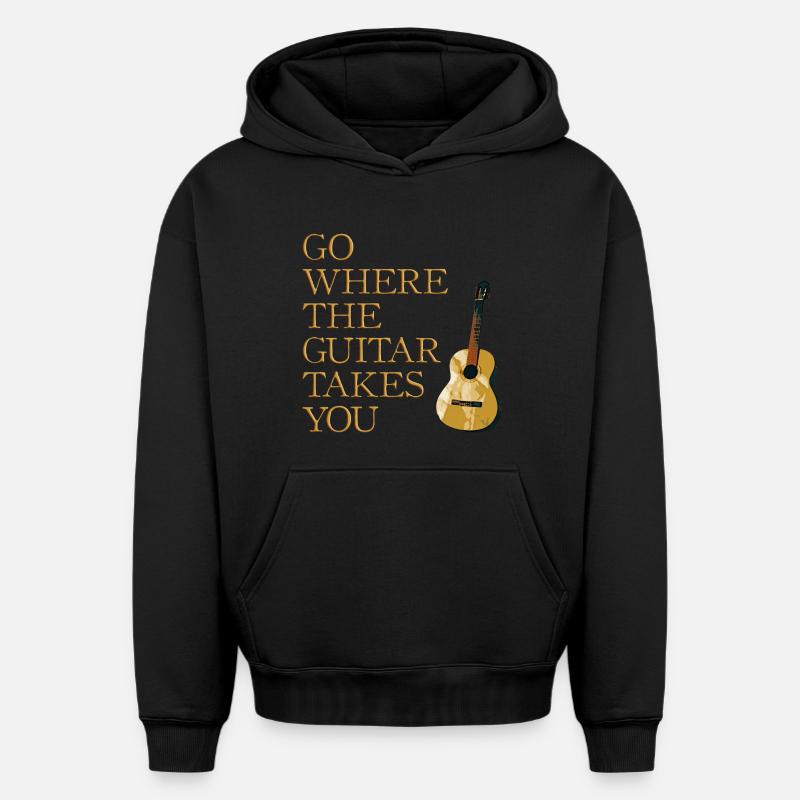 Manière de guitares - Sweat à capuche unisexe oversize épais SPREAD - noir