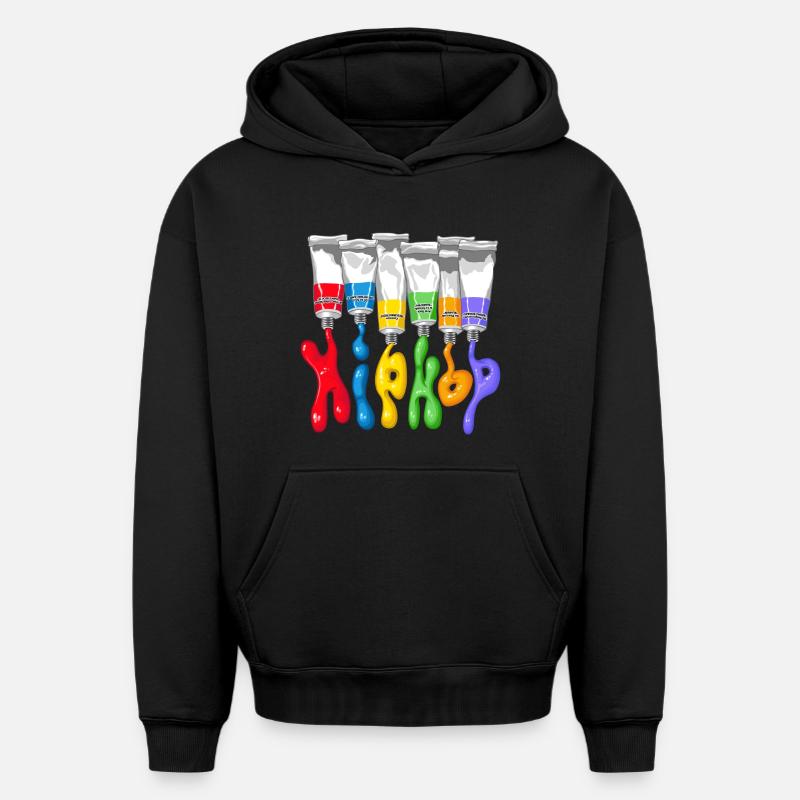 Hip Hop tubes - Sweat à capuche unisexe oversize épais SPREAD - noir