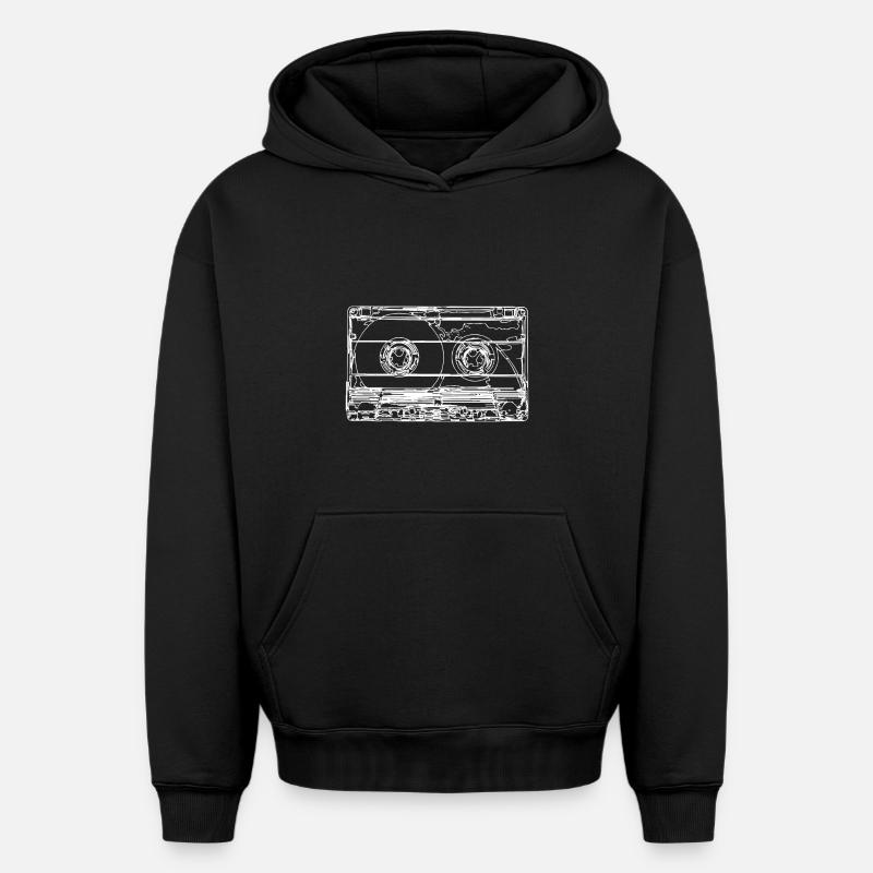 Cassette rétro - Sweat à capuche unisexe oversize épais SPREAD - noir