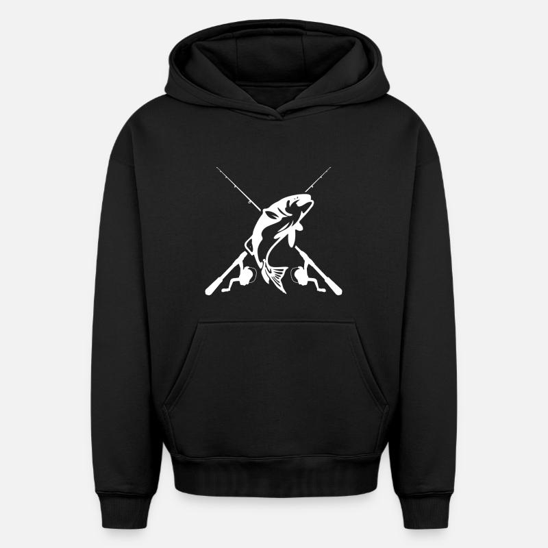 pêche - Sweat à capuche unisexe oversize épais SPREAD - noir