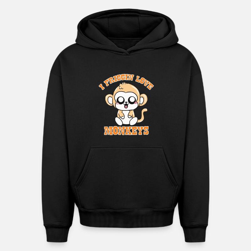 singe - Sweat à capuche unisexe oversize épais SPREAD - noir