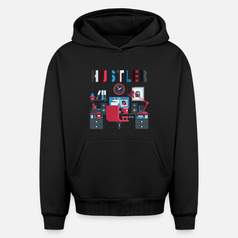 Bourreau de travail - Sweat à capuche unisexe oversize épais SPREAD - noir
