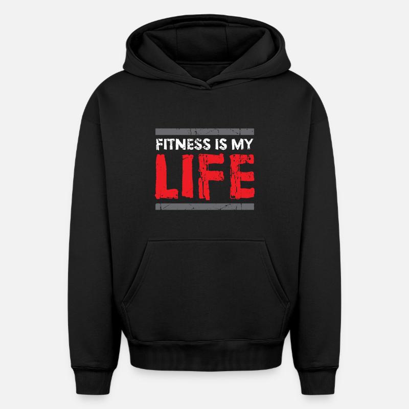 Fitness disant - Sweat à capuche unisexe oversize épais SPREAD - noir