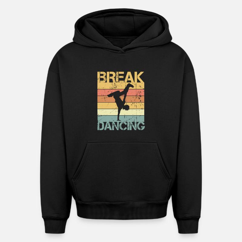 Breakdance - Sweat à capuche unisexe oversize épais SPREAD - noir