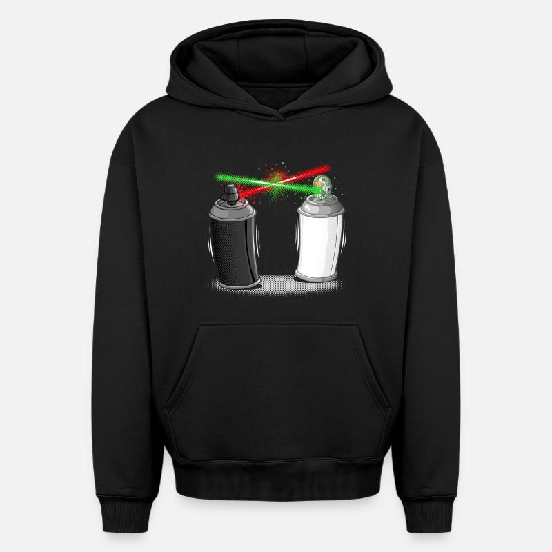 Graffiti wars - Oversized Heavyweight Unisex Hoodie - Schwarz