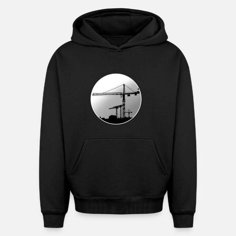 Grue grutier - Sweat à capuche unisexe oversize épais SPREAD - noir
