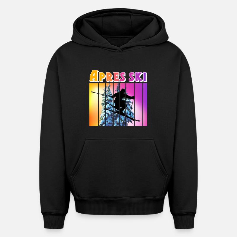 Apres ski - Sweat à capuche unisexe oversize épais SPREAD - noir