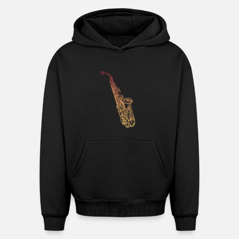 Saxophone ténor - Sweat à capuche unisexe oversize épais SPREAD - noir