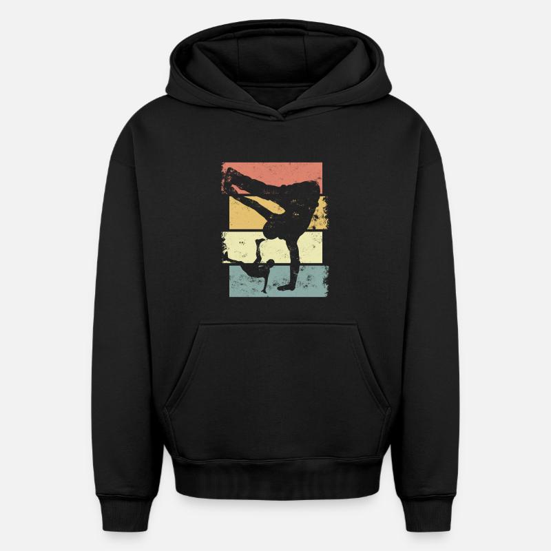 Breakdance - Sweat à capuche unisexe oversize épais SPREAD - noir
