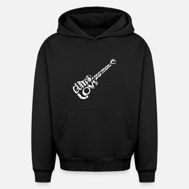 Guitariste - Sweat à capuche unisexe oversize épais SPREAD - noir