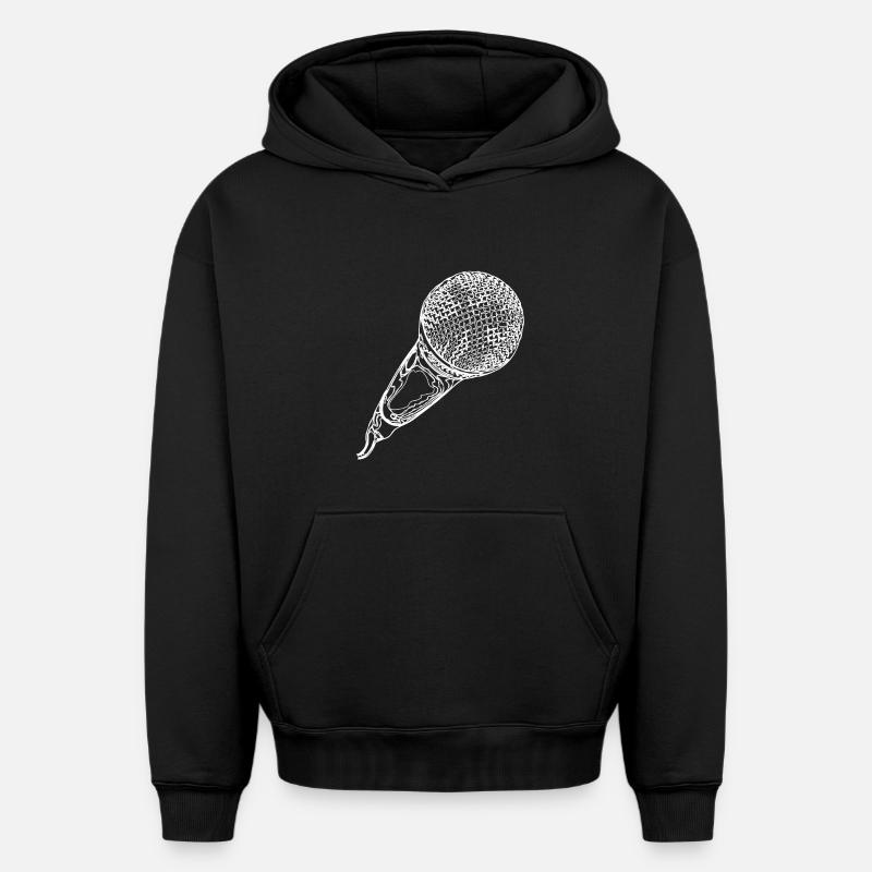Musicien - Sweat à capuche unisexe oversize épais SPREAD - noir