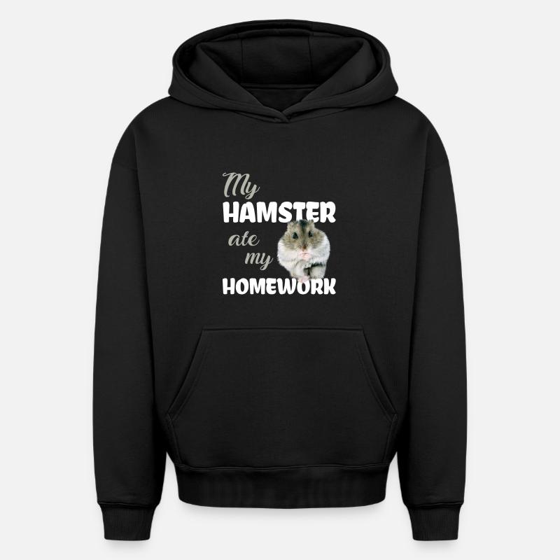 Devoirs de hamster drôle disant - Sweat à capuche unisexe oversize épais SPREAD - noir
