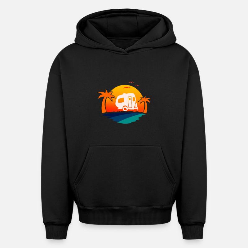 Camping-car - Sweat à capuche unisexe oversize épais SPREAD - noir