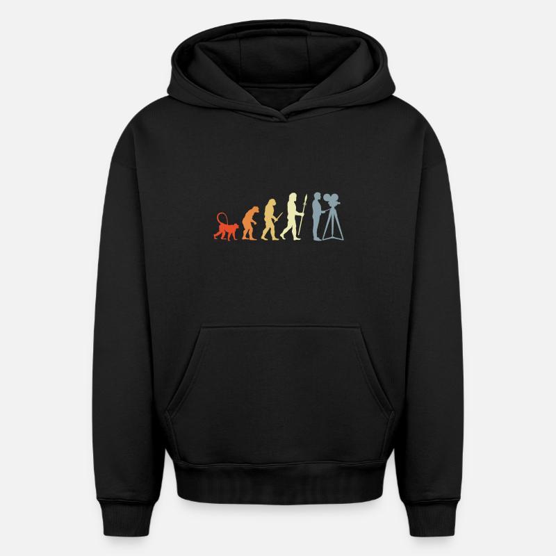 Cameraman evolution - Oversized Heavyweight Unisex Hoodie - black