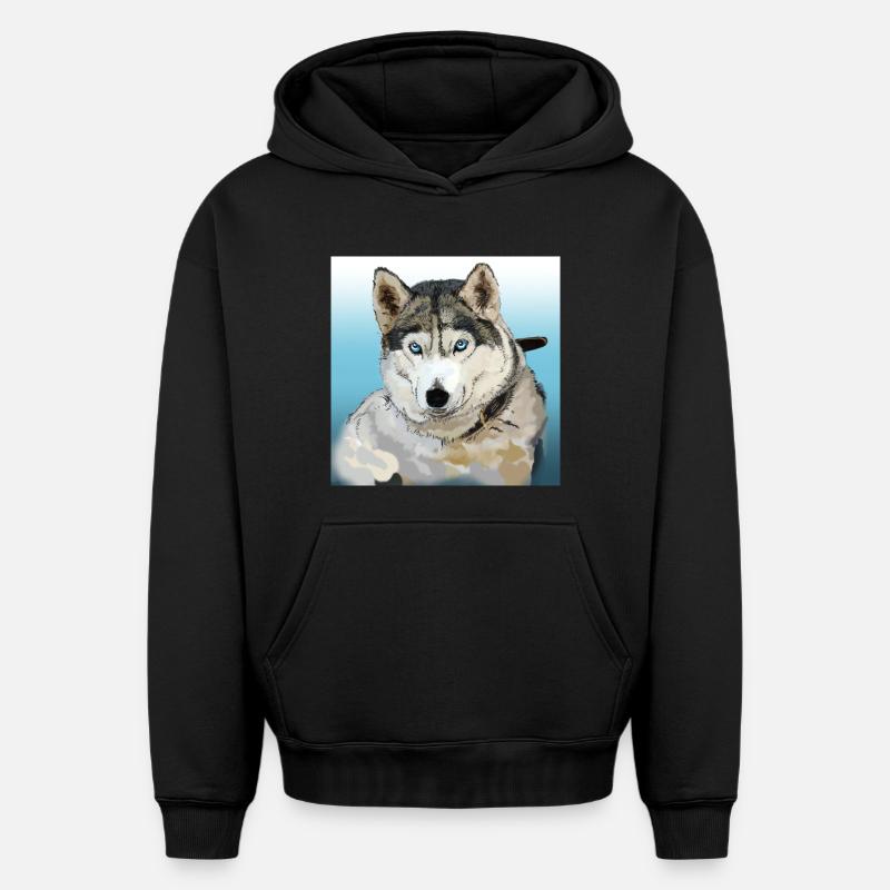 Husky - Sweat à capuche unisexe oversize épais SPREAD - noir