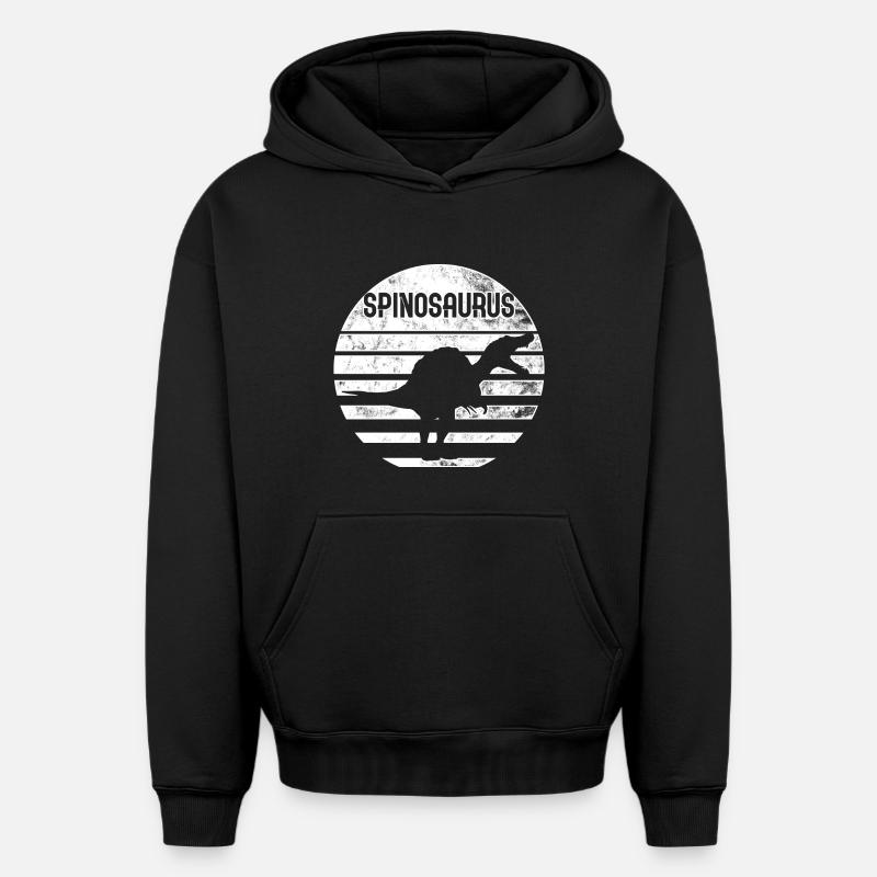 SPINOSAURUS - Sweat à capuche unisexe oversize épais SPREAD - noir