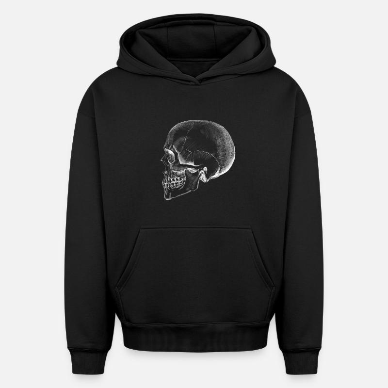 Crâne - Sweat à capuche unisexe oversize épais SPREAD - noir