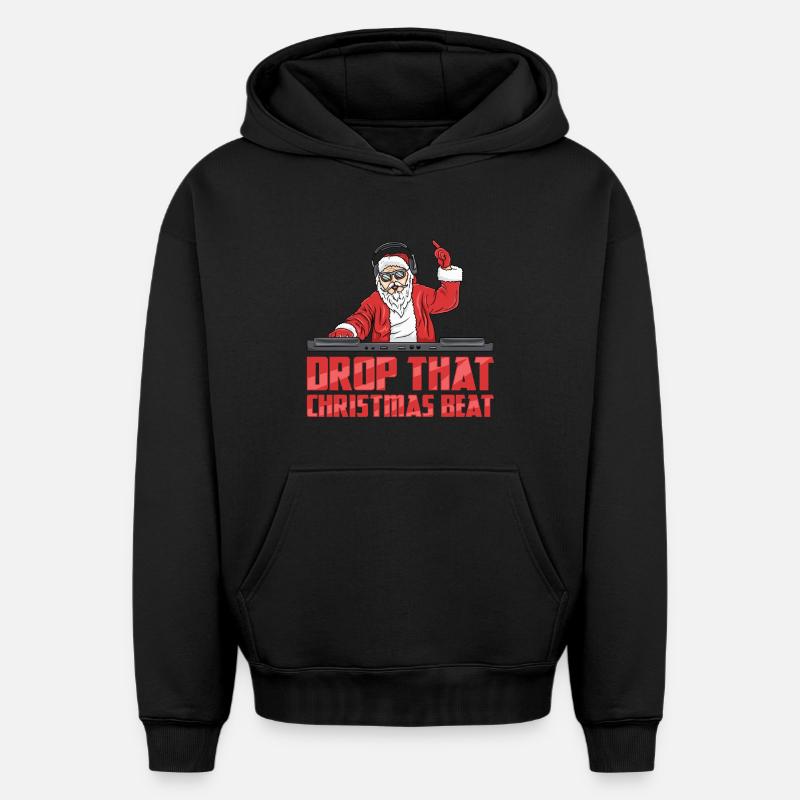 DJ Père Noël - Sweat à capuche unisexe oversize épais SPREAD - noir