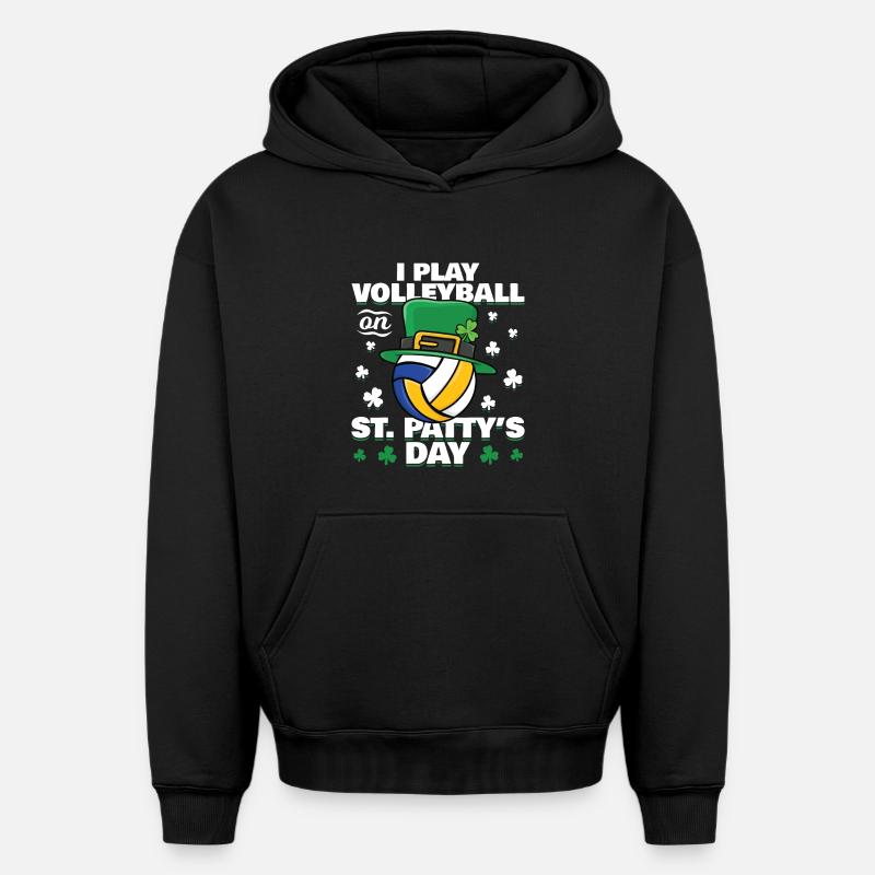 Volleyball de la Saint-Patrick - Sweat à capuche unisexe oversize épais SPREAD - noir