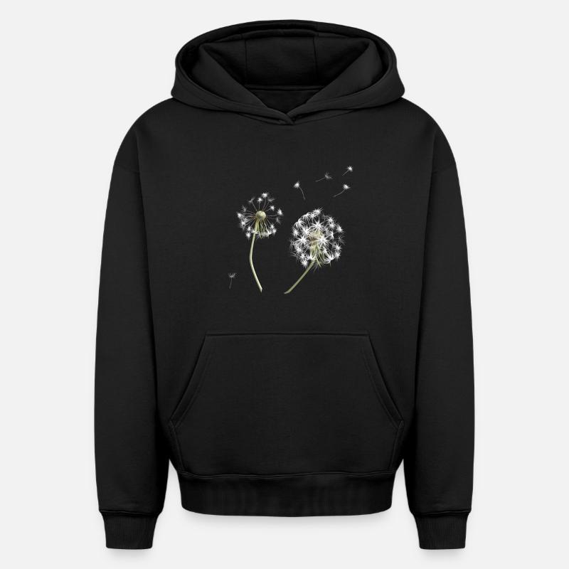 Silhouette de pissenlit blanc - Sweat à capuche unisexe oversize épais SPREAD - noir