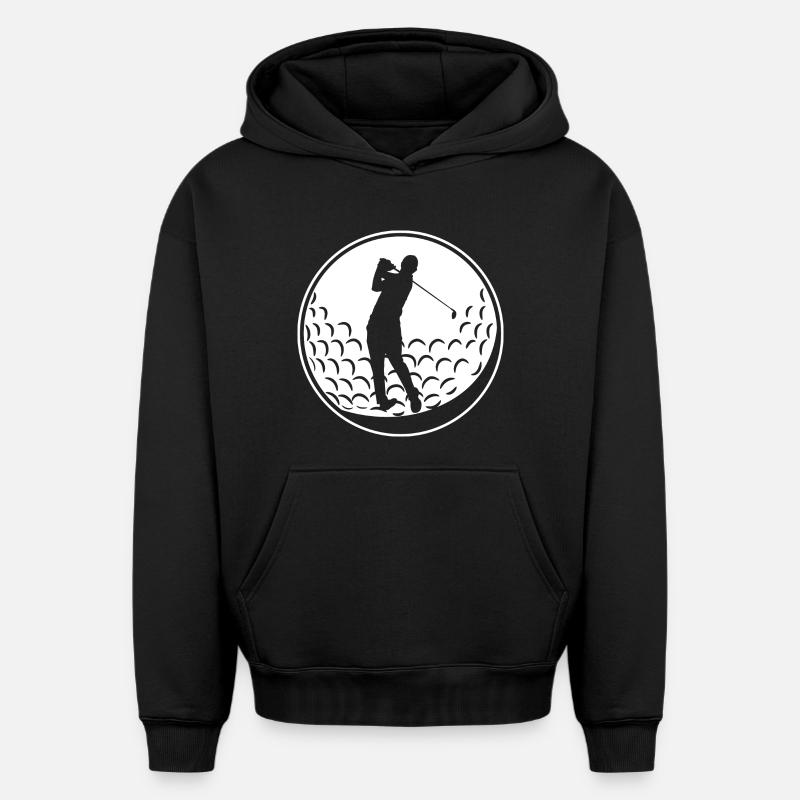 Balle de golf - Sweat à capuche unisexe oversize épais SPREAD - noir