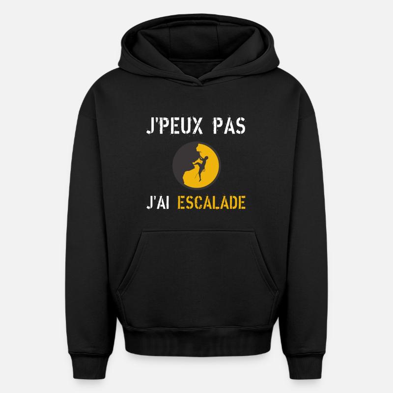 j'peux pas j'ai escalade - Sweat à capuche unisexe oversize épais SPREAD - noir