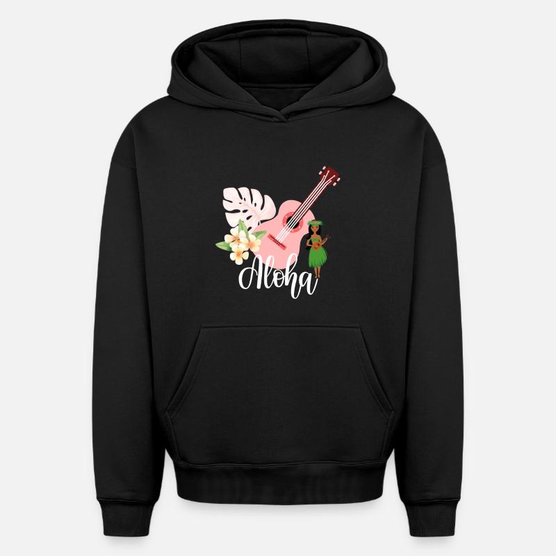 Aloha - Sweat à capuche unisexe oversize épais SPREAD - noir