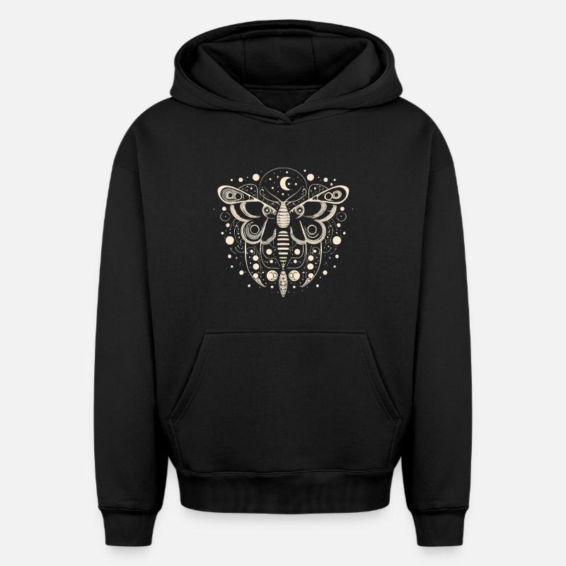 Celestial Moth - Oversized Heavyweight Unisex Hoodie - Schwarz