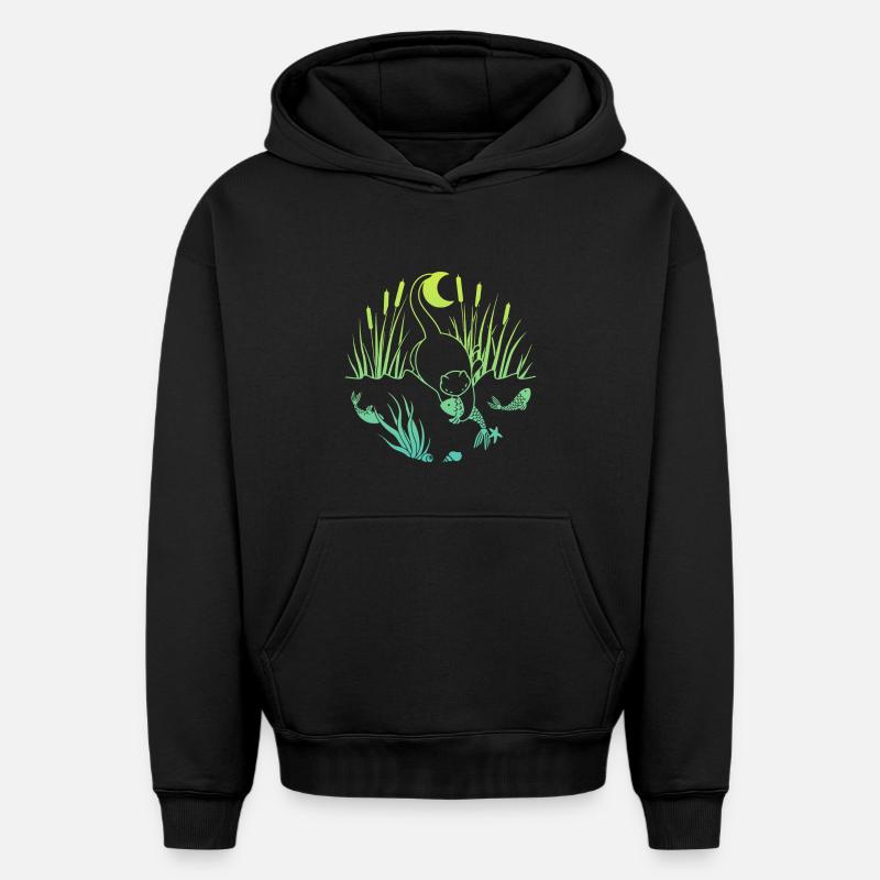 Prise de minuit - Sweat à capuche unisexe oversize épais SPREAD - noir