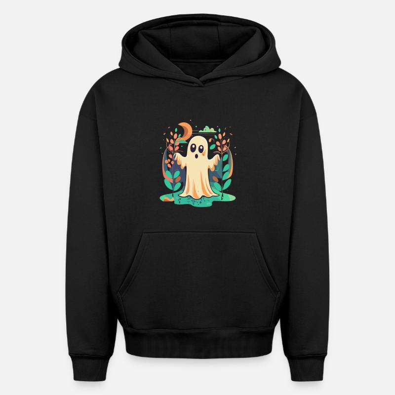 Fantôme d’Halloween - Sweat à capuche unisexe oversize épais SPREAD - noir