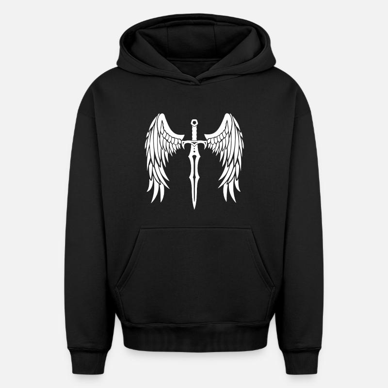 épée ailée - Sweat à capuche unisexe oversize épais SPREAD - noir
