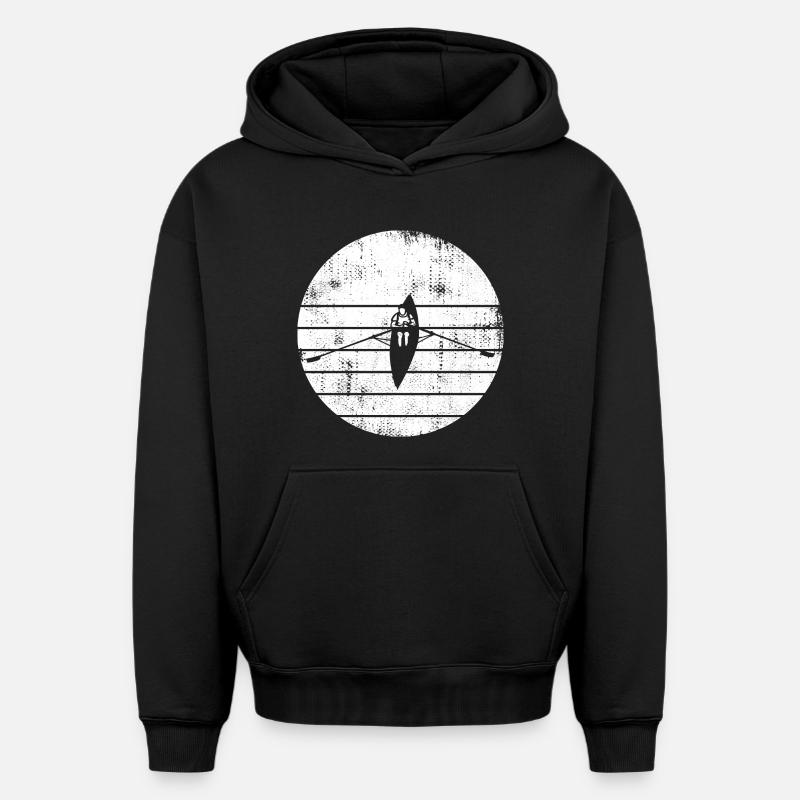 Dessin de bateau à rames - Sweat à capuche unisexe oversize épais SPREAD - noir