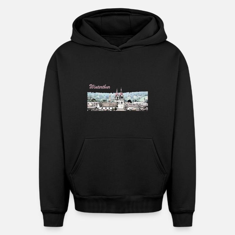 Winterthur - Sweat à capuche unisexe oversize épais SPREAD - noir