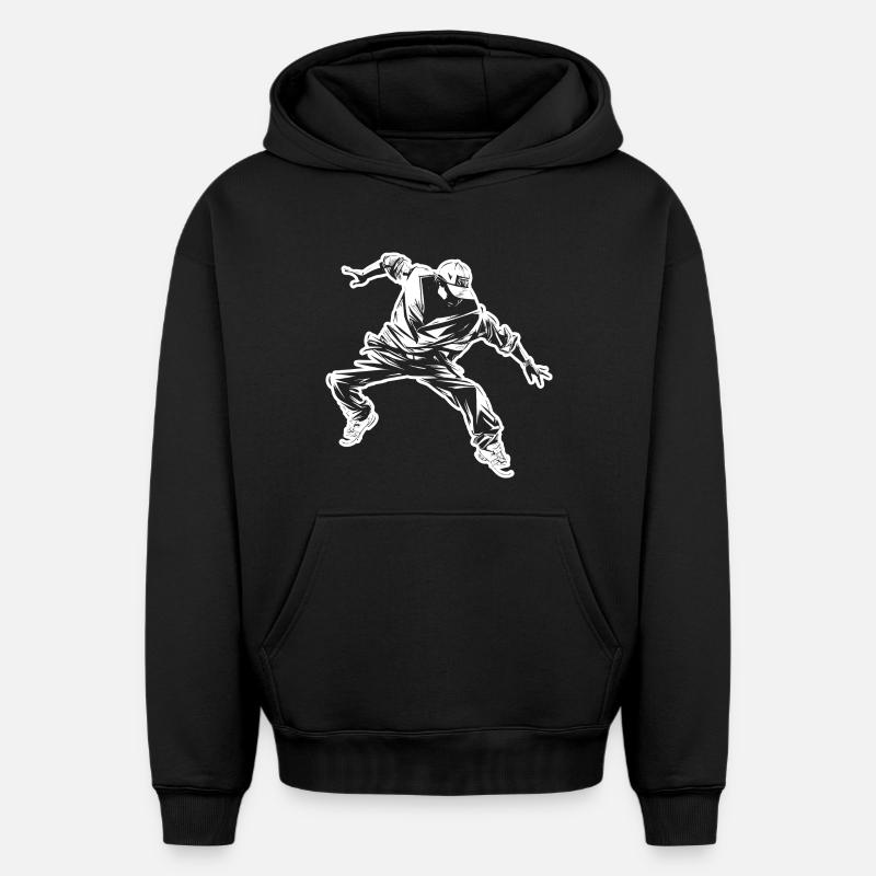 Dessin de breakdance - Sweat à capuche unisexe oversize épais SPREAD - noir