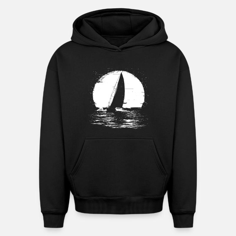 Voilier - Sweat à capuche unisexe oversize épais SPREAD - noir