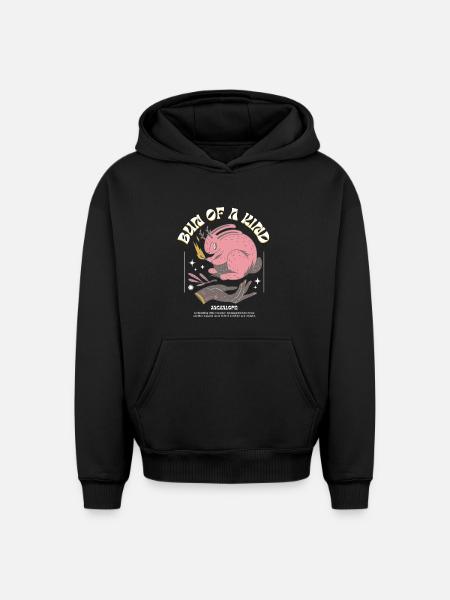 Jackalope mystique – Unique et magique - Sweat à capuche unisexe oversize épais SPREAD - noir