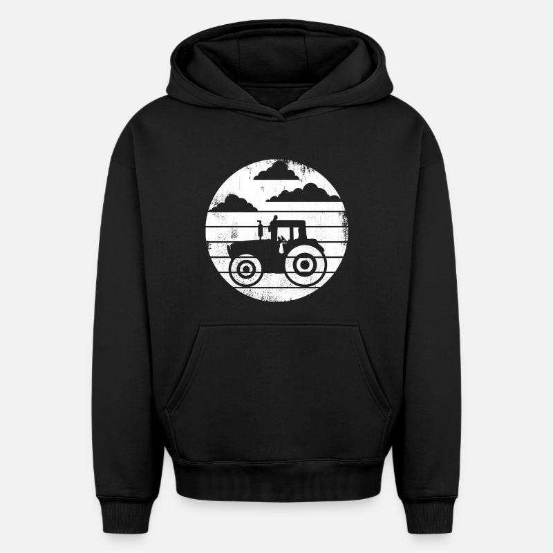 Tracteur - Sweat à capuche unisexe oversize épais SPREAD - noir