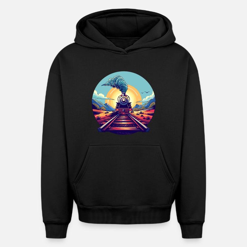 Portrait ferroviaire - Sweat à capuche unisexe oversize épais SPREAD - noir